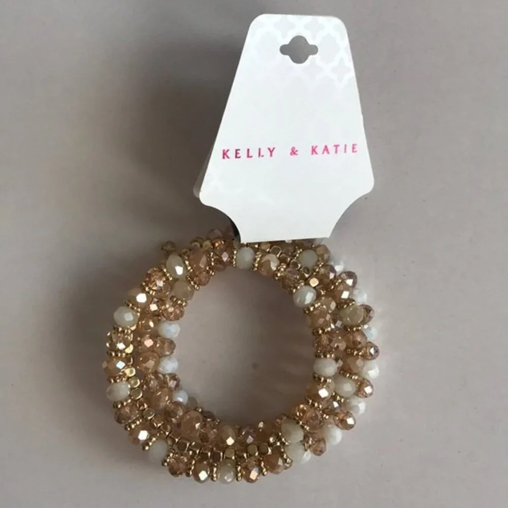 Kelly & Katie Beaded Coil Bracelet Pink Gold